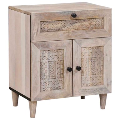 Noćni ormarić, 50 x 33 x 60 cm, s ladicama, masivno drvo manga, bež