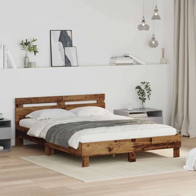 Okvir za krevet 120 x 200 cm konstruirano drvo, staro drvo