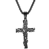 Ogrlica Tree Cross, crna