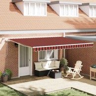 Skrovita tenda s LED lampicama, 450 x 350 cm, narančasta i smeđa