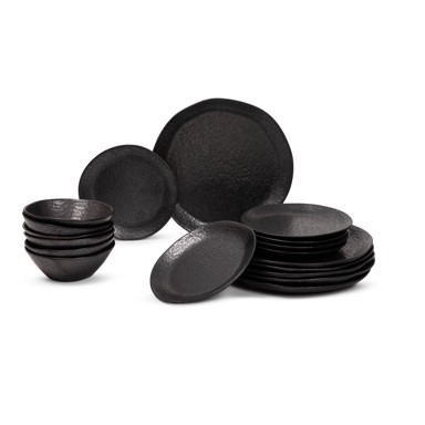 BONAMI SELECTION Servis za jelo 18 kom od kamenine Dark Moon