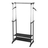 WENKO Crni metalni teleskopski mobilni stalak za odjeću All In