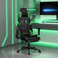 Gaming stolica od umjetne kože s osloncem za noge crna i zelena