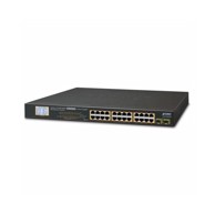 PLANET Switch GSW-2620VHP, neupravljani, 24x RJ45 PoE 10/100/1000, 2x SFP, LCD PoE monitor, rackmount