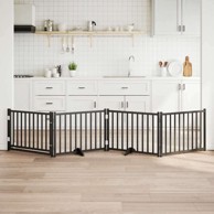 Vrata za pse s vratima sklopiva, 4 panela, 80 x 60 x 2 cm, crna