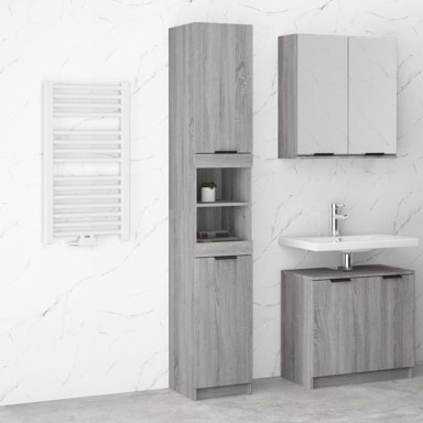 Kupaonski ormarić sivi hrast 32x34x188,5 cm konstruirano drvo