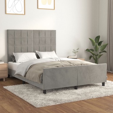 Okvir za krevet s uzglavljem svjetlosivi 140x200 cm baršunasti