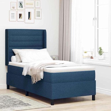 Box spring krevet s madracem 200 x 200 cm tkanina, s gumbima, plavi