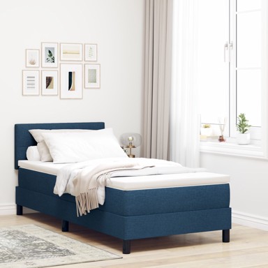 Box Spring krevet s madracem 90x200 cm tkanina, plavi