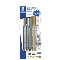 STAEDTLER Set 308 SBK3P3 flomaster liner pigment+marker metallic design journey