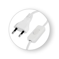 COMMEL Priključni kabel s međuprekidačem 2m 2x0,75mm H03VVH2-F bijeli