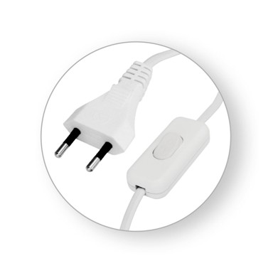 COMMEL Priključni kabel s međuprekidačem 2m 2x0,75mm H03VVH2-F bijeli