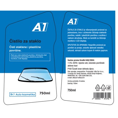 A1 Čistilo za staklo 750 ml