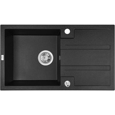 KUCHINOX Granitni sudoper Laveo Barbados, 1 korito s ocjeđivačem i sifonom crni 76x44 cm