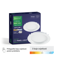 GREEN TECH Ugradni LED panel 24 W 3 CCT okrugli