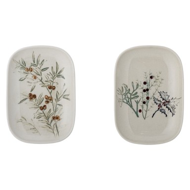 BLOOMINGVILLE Tanjuri desertni bijeli u setu 2 kom s božićnim motivom od kamenine Hollie