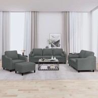 Set sofa 4-dijelni s jastucima i tabureom, tamno siva 