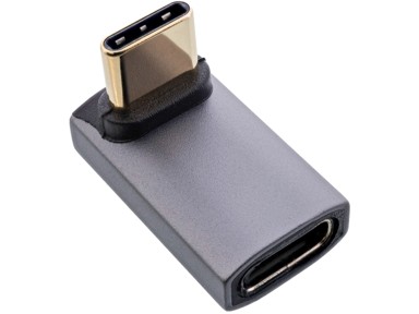INLINE Adapter, USB-C steker/bušna, gornji/donji kut, aluminij, sivi, model 35900I