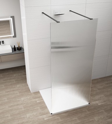 POLYSAN Tuš zaslon ESCA, Walk-In, 1500 mm, Flute staklo, crna mat