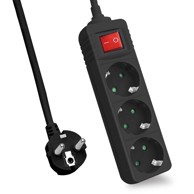 HELOS produžni kabel Classic 3 3 m s prekidačem crni