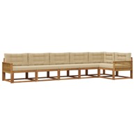 Set vanjskih sofa s jastukom 6 kom, prirodna i bež