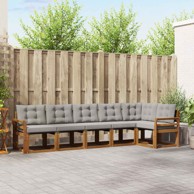 Set vanjskih sofa, 6 kom, s jastucima, prirodna i svijetlo siva