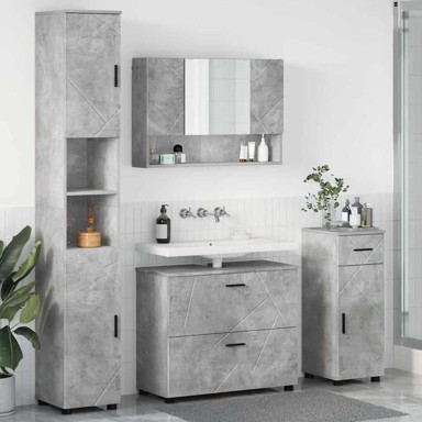 Set namještaja za kupaonicu 4 komada beton siva 30 x 35 x 192 cm