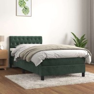 Box Spring krevet s madracem, tamnozeleni, 90x190 cm, baršun