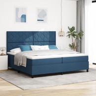Box spring krevet s madracem i LED 200x200 cm, tkanina, plavi