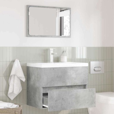 Set kupaonskog namještaja, konstruirano drvo, betonski sivi