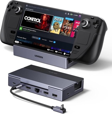 UGREEN Priključna stanica Steam Deck Dock, HDMI 4K@120Hz, USB-A i USB-C 3.0, 100 W PD, gigabitni Ethernet