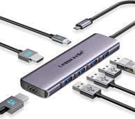 USB-C čvorište, aluminijska priključna stanica za laptop, 2 monitora, dvostruki HDMI, USB 3.0 i 2.0, 100 W PD
