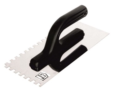 Nazubljena gleterica od nehrđajućeg čelika E-323-0275, 270 × 130 mm, zub 12 × 12 mm