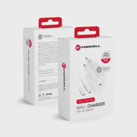 FORCELL Putni punjač, USB C utičnica + Type C kabel, PD i QC4.0, 3A, 25W