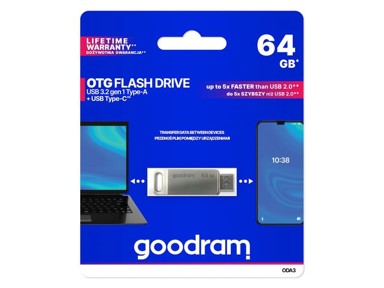 GOODRAM USB stick GoodDrive ODA3 3.2 64GB, USB-C, USB-A