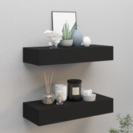 Zidne police s ladicama 2 kom crne 60 x 23,5 x 10 cm MDF