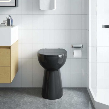 Toaletna školjka bez ruba, dodatna visina 7 cm, keramika, crna