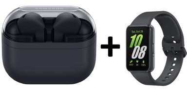 SAMSUNG Slušalice BUDS3 FE SM-R420, crne + Fit pametna narukvica, siva (SM-X626BZAREUE)