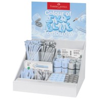 FABER-CASTELL Stalak 202092, Mix Grip gumice, olovke i šiljila, 182 kom, sky blue/sivi