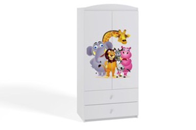 Dječji ormar Zoološki vrt, bijeli, 181×90×52 cm