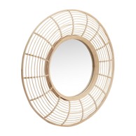 HUBSCH Zidno ogledalo s okvirom od bambusa ø 80 cm Charm