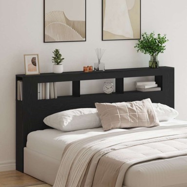 Uzglavlje za krevet sa LED svjetlima, 200x18 5x103 5 cm, crni hrast