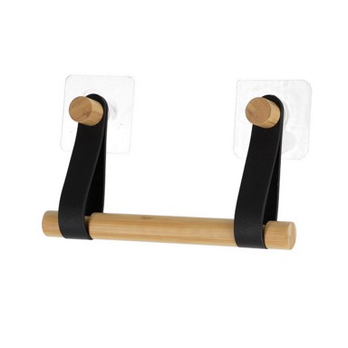 TENDANCE Držač WC papira, bambus/imitacija kože, crni