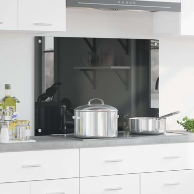 Tamnosivi kuhinjski zaštitni zid 90x60x0,6 cm od kaljenog stakla