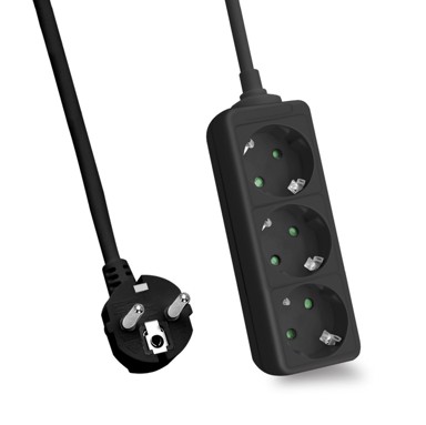 HELOS produžni kabel Classic 3 1.5 m bez prekidača crni