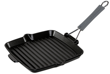 STAUB Kvadratna grill tava, 24 cm, lijevano željezo, crna, indukcija