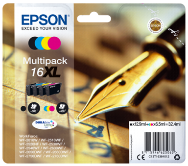 EPSON Tinta za printer DURABrite Ultra XL Multipack BK/C/M/Y T 163 T 1636