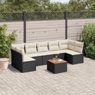 8-dijelni set vrtnih sofa od poliratana s jastucima crni