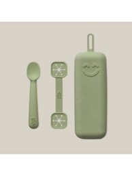 INTERBABY Set silikonskog pribora za jelo, maslinasto zelena
