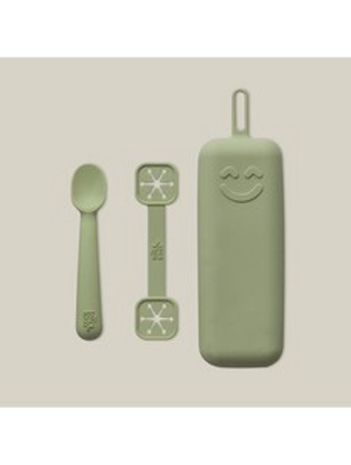 INTERBABY Set silikonskog pribora za jelo, maslinasto zelena